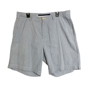 Nautica Clipper Shorts Mens 38 Blue White Seersucker Relaxed Fit Cotton Striped